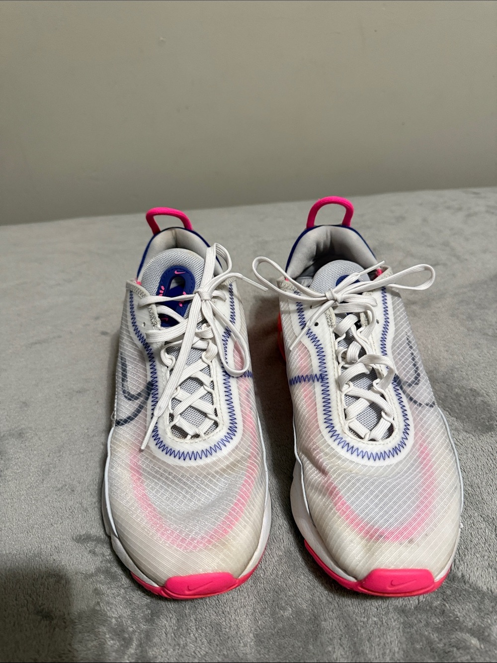 Nike Women’s White Sneakers with Pink and Blue Accents